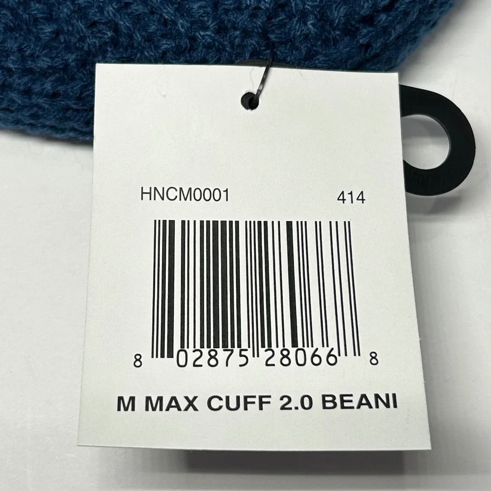 Hurley‎ Mens Max Cuff 2.0 Beanie Blue Ribbed Knit Cuffed Hat Winter Tossle Cap
